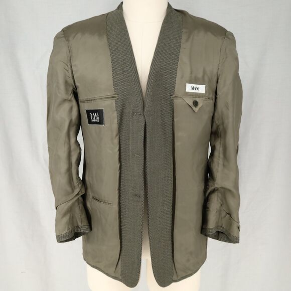 Mani Sport Coat Mens 40S Taupe Brown Wool Mens Jacket 3 Button Saks Fifth Ave - Picture 9 of 16